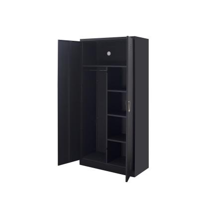 China Hot Sale Living Room Modern Style Steel Furniture Black Cabinets Metal Wardrobe for sale