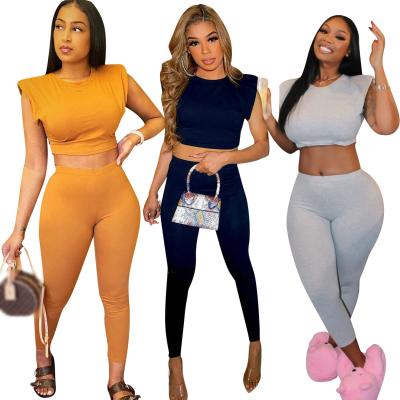 China Anti-wrinkle Fashion Solid Color Sets Womens Clothing Summer Two Piece Sets Casual Pants Women 2 Piece Set for sale