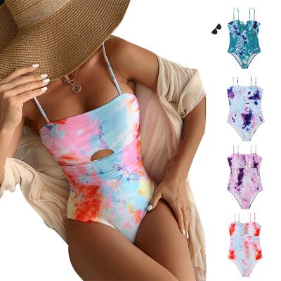 China 2022 Breathable Designer's New Swimsuit Bikinis Woman Tie Dye Swimwear Cut Out One Piece Swimsuit For Women for sale