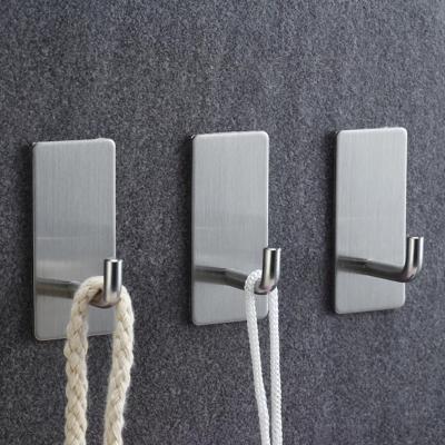 China Traditional Self-adhesive Sticky Hanger Traditional Self-adhesive Sticky Home Storage Bag Coat Bag Wall Hook Stainless Steel Wall Hook Kitchen Bathroom Key Ball Hanger for sale