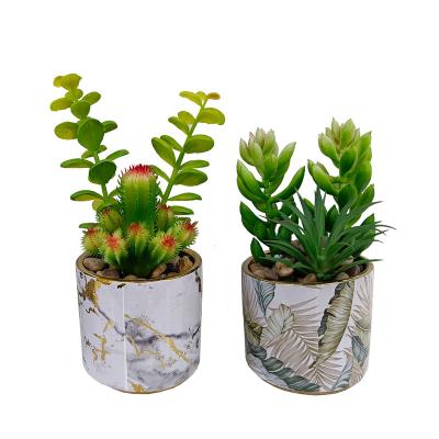 China Minimalist Office Gifts Potted Creative Artificial Succulents Amazon Desktop Artificial Succulent Plants In Pots Decoration for sale