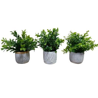 China Simulation Plants Decoration Small Bonsai Potted Plants Eco-friendly Home Potted Artificial Grass Bonsai Plant Garden Supplies Pot for sale