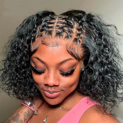 China Hd Lace Front Wig For Black Women Body Wave Lace Front Wig Afro Short Curly Curly Hair Transparent Bob Wigs Raw Indian Virgin Full for sale