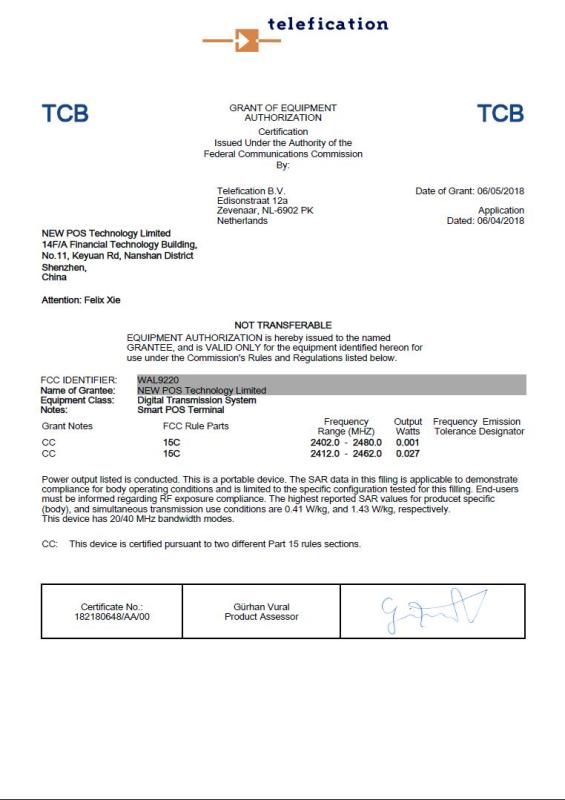 FCC - New Pos Technology Limited