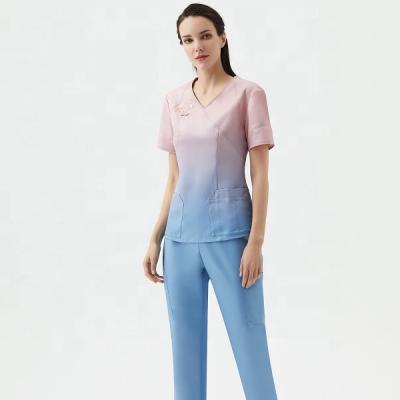 China Comfy Antistatic Antibacterial Good Quality Hospital Cyalaa Uniform Spandex Nursing Scrubs Uniforms Suit Set Pants Top Two Piece Set for sale