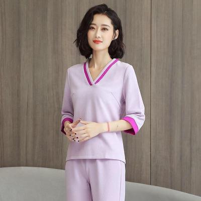 China Beauty Soft Women Salon Temperament Fashion Summer Cyalaa Wholesal Pant Set Two-Piece Spa Uniform for sale