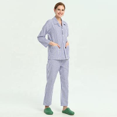 China Wholesale Cyalaa Blue Sleeved White Moisture Wicking Long Striped Patient Uniform Nursing Suit Set for sale