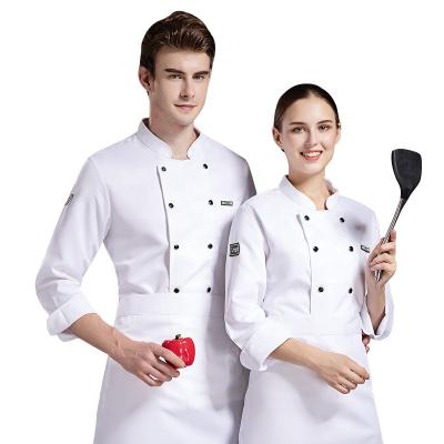 China Cyalaa Autumn Winter White Long Sleeved Breathable Restaurant Scullery Breathable Chef Uniform Custom Logo for sale