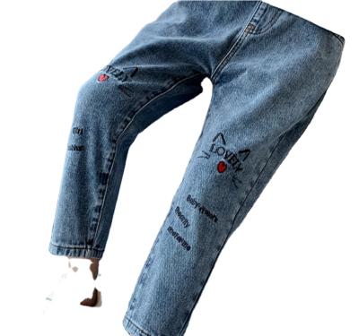 China 2021 New Arrival Chic Design Chic Design Cartoon Jeans Wholesale Custom Kids Jeans Pants QUICK DRY For Girl Kids Girls Jeans Pants for sale