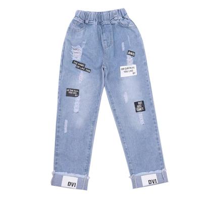 China New Summer Holes Mesh Denim Baby Stylish Children's Breathable Jeans Girls Clothes Wholesale Stylish Children's Jeans Ripped for sale