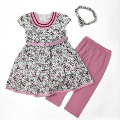 China Breathable Girls Dress Kids Short Sleeve Casual Style Summer Baby Soft Flower Princess Cotton Dresses Wholesale for sale