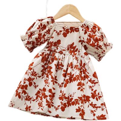 China Hot Washable Korean Girls Dress In Summer Short Sleeve Printed A-Line Skirt For Girls 2-6 Years Old Princess Fashionable Dress for sale