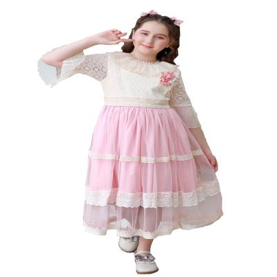 China 2021 New Style Breathable Fancy Ball Pink Kids Dress Girls Party Wear Flower Girls Dress for sale