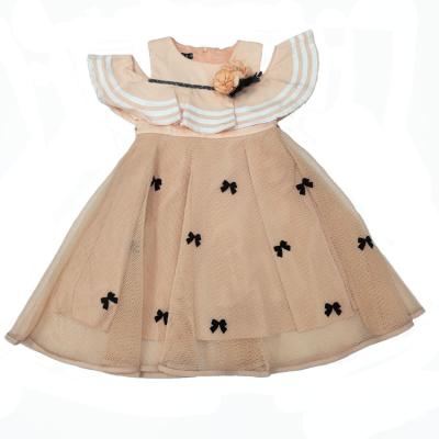 China New Designed Breathable Baby Dress Fashion Bow Dress Party Wear Pattern Lace Trimming Little Girl Dresses For Weddings for sale