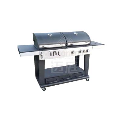 China Best Easily Assembled Quality Stainless Steel Dual Fuel Charcoal and Gas Grill for sale