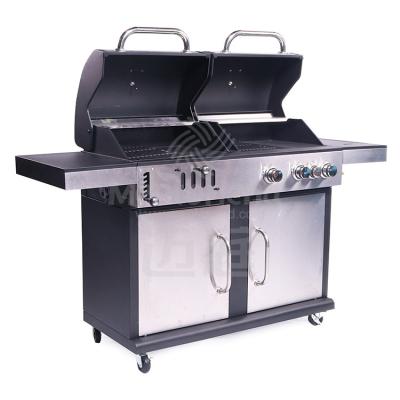 China Easily Assembled Professional Gas Grill Double Fuel Charcoal Stainless Steel Manufacture Outdoor Garden BBQ Grill for sale