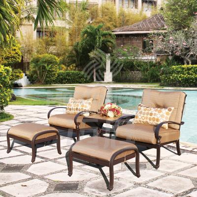 China Outdoor Modern Luxury Sofa Set Victoria 5pcs Cast Aluminum Chair Set Modern Promotional Good Quality Garden Furniture for sale