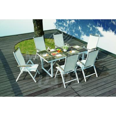 China Modern Suitable High Quality Garden Furniture Prices Outdoor Dining Set Tempa 7pcs Dining Set for sale