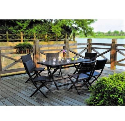 China Modern Suitable Price High Quality Garden Furniture Dining Set Woven Folding Outdoor Dining Set Nobis 7pcs Full Set for sale