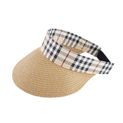 China 2021 New Character Woman Beach Summer Foldable Brim Natural Wide Straw Visor Empty Hats Hat for sale