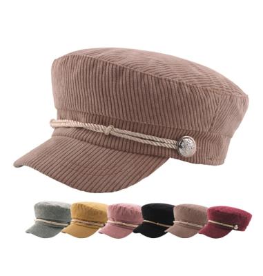 China French Beret Women's Fashion Beret Solid Color Corduroy Hat Women Ladies Octagonal Beret Hat for sale