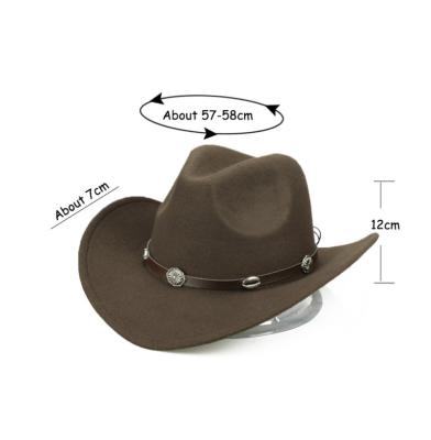 China OEM High Quality Men's Casual Cowboy Felt Cowboy Hat Printing Hat Shapable Handmade Brim Sombreros Western Hats for sale