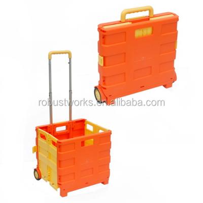 China Portable Folding Basket Folding Shopping Trolley Plastic Trolley (FC401C) for sale