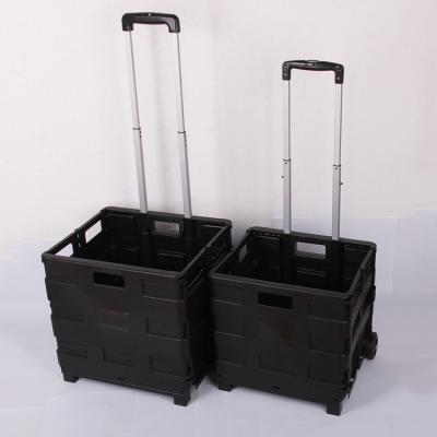 China Custom Plastic Type Folding Pack N Roll Folding Trolley Shopping Cart Box for sale