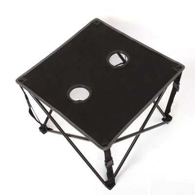 China 2 Cupholders Polyester Black Folding Collapsible Camping Table With 2 Cup Holders for sale