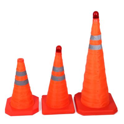 China Oxford Fabric Flexible Large Orange Collapsible Road Safety Traffic Cone for sale