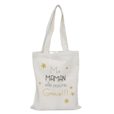 China Custom Logo Printed Recyclable Handled Cotton Finger Shopping Bags for sale