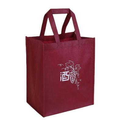 China Wholesale Handled Non Woven Reusable Wine Gift Wine 2 Bottle Tote Bags for sale