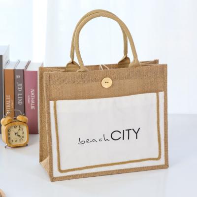 China Online Wholesale Large Handled Jute Sack Customized Printing Tote Bag for sale