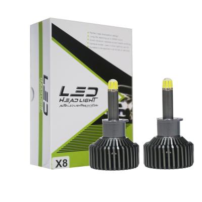 China Aluminum high brightness new h1 led csp 360 led h1 white headlight 6000k with fan outer driver aluminum housing 8sides headlight for sale