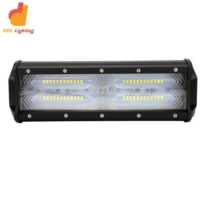 China PC Super Bright Truck Led Lights 3 Row 4D Len Spot Driver-Beam Light Bar Triple Row 72w 144w Led Light Bar for sale