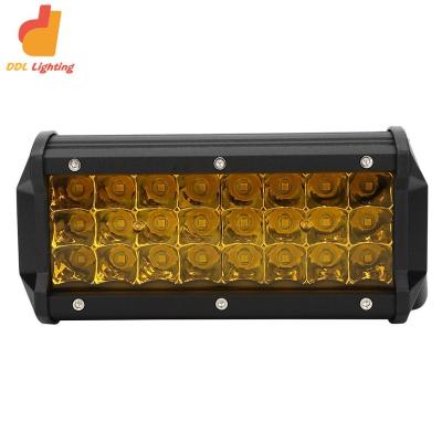 China Diecast Aluminum Alloy 24V 12V High Power 7inch Three Row 72W Amber Auto Offroad Light Led Bar For Truck 7inch Led Car Work Light Bar for sale