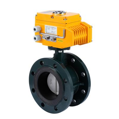 China Chinese Professional Water Sewage Electric Actuated Double Flange Butterfly Valve DN100 4inch Price List for sale