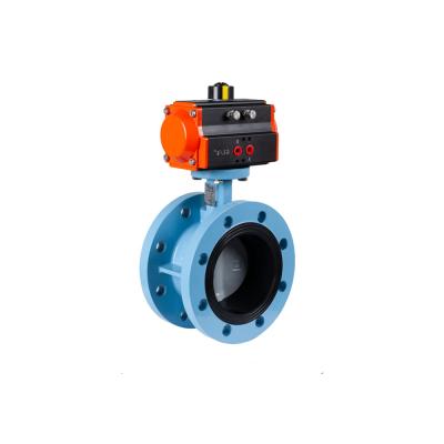 China Cheap Price Sewage Cast Iron Center Line Hook Butterfly Valve With Pneumatic Actuator for sale