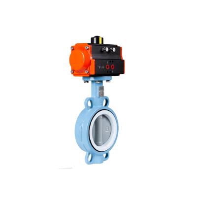 China Wafer Type Sewage Pneumatic Actuator Butterfly Valve With PTFE Valve for sale