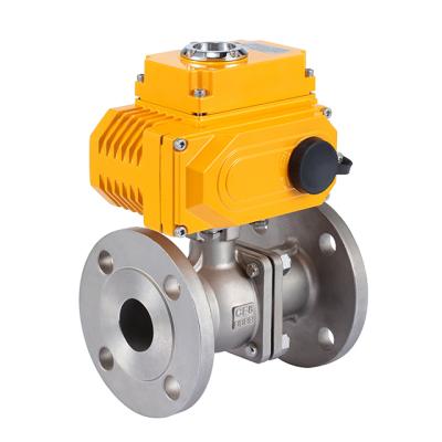 China Sewage 12V 24V 220V Motorized 4-20mA Control Stainless Steel Flange Ball Valve Motorized Two Way Ball Valve for sale