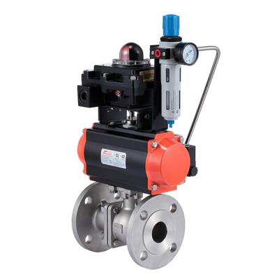 China ISO14001 Sewage Flanged Water Seal Pneumatic Actuator Hard Ball Valve for sale