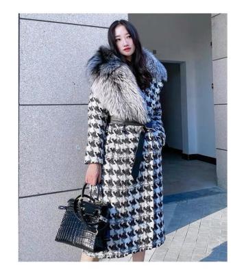 China Breathable High Level Real Fur Trench Coat Cashmere Wool Coat Long Fluffy Women With Belt for sale