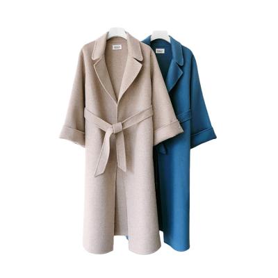 China Plus Size Winter Double Cashmere Woolen Overcoat Long Ditch Coats Woolen Women Coat for sale