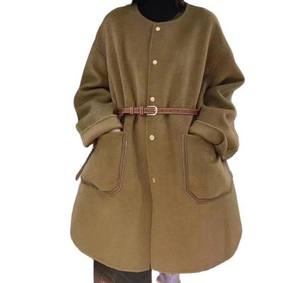 China Newest Ladies Breathable Wool Coats Cashmere Elegant Warm Winter Woolen Loose Coat for sale