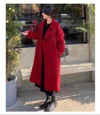 China Breathable Elegant Long Style Camel Cashmere Coat Turn Down Collar Ladies Wool Coat for sale