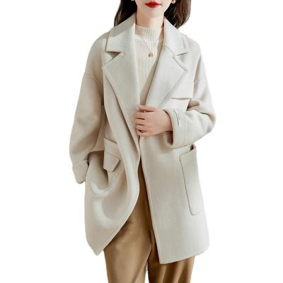 China New Arrival Breathable Wool Coat For Women Medium Length Camel Cashmere Coat With Belt for sale