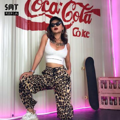 China New Amazon Wish Leopard Print Waist Pencil Pants Sweatpants 2022 Hot Sale Women's Micro-bomb Smart Spring Tops for sale