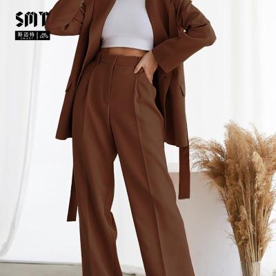 China Fashion Casual Women's Pants 2022 Autumn New High Quality Smart QUICK DRY Commuter Drape Long High Waist Pleated Wide Leg Pants Women for sale