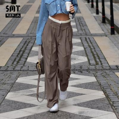 China Wholesaler QUICK DRY Smart Lady Pants Autumn Winter Loose Harem Pants Brown Low Waist Contrast Fashion Loose Pants For Women for sale