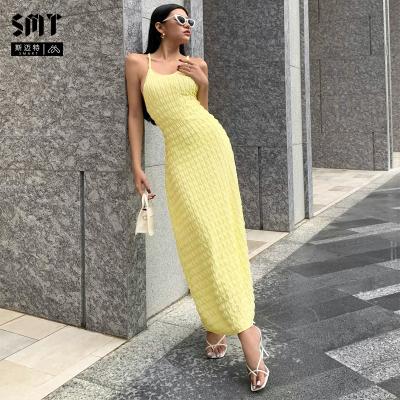 China Amazon/INS Best New Anti-Static Smart Selling Beautiful Sleeveless Skirts With Solid Color Suspender Lace Up Sexy Backless Women Dress for sale